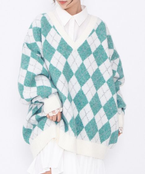 アーガイルVネックニット[商品：PN25AW-025] - PUNYUS Online Store