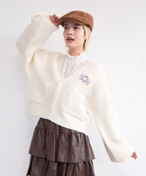 ロゴ刺繍ニットカーディガン[商品：PN25AW-026] - PUNYUS Online Store