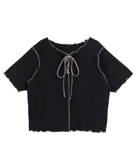 レースアップ配色メロウTシャツ[商品：PN25AWR-001] - PUNYUS Online