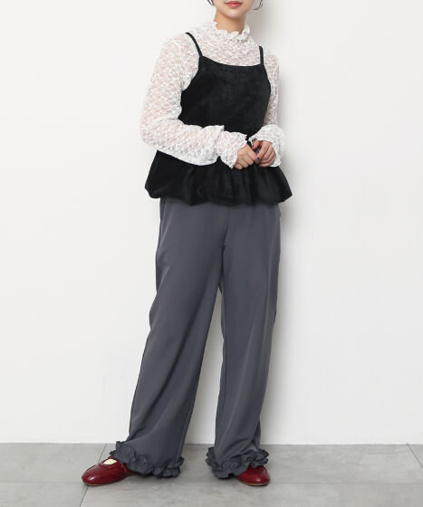 フリルスラックスパンツ[商品：PN25AWR-010] - PUNYUS Online Store