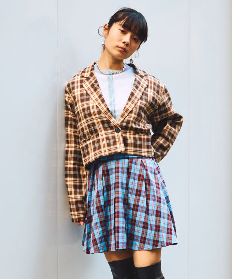 チェックショートジャケット[商品：PN25AWR-018] - PUNYUS