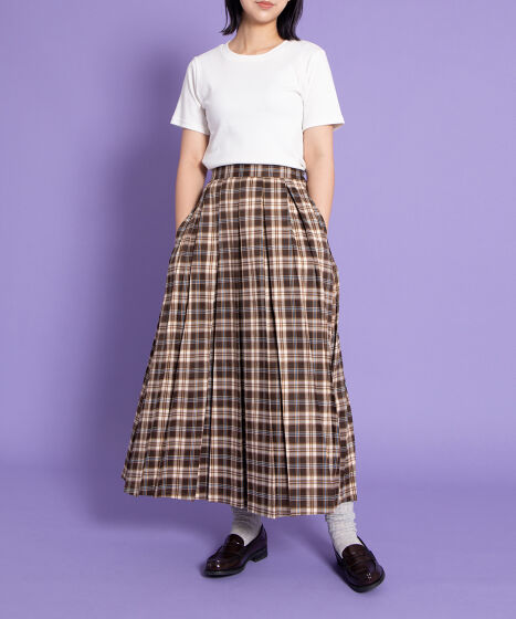 チェックプリーツロングスカート[商品：PN25AWR-019] - PUNYUS