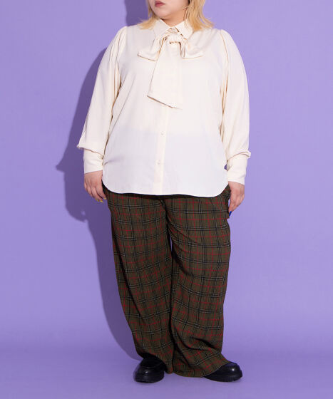 セルフカットチェックプリーツパンツ[商品：PN25AWR-022] - PUNYUS