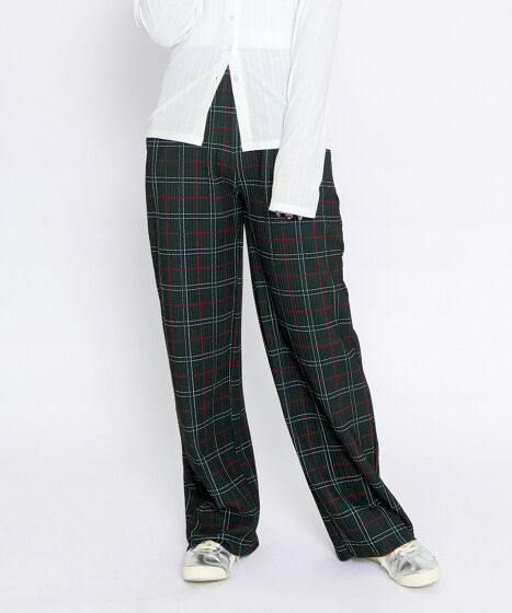 セルフカットチェックプリーツパンツ[商品：PN25AWR-022] - PUNYUS