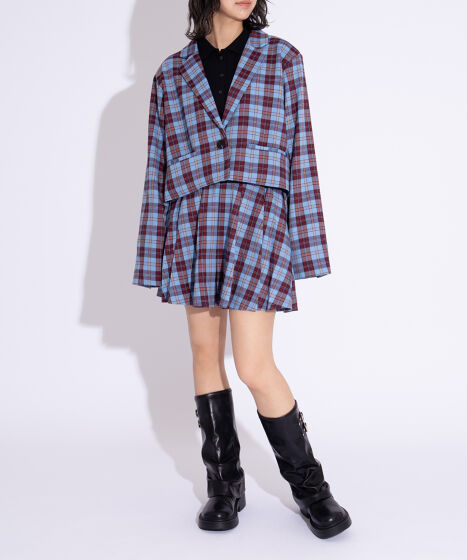 ボックスプリーツチェックミニスカート[商品：PN25AWR-026] - PUNYUS