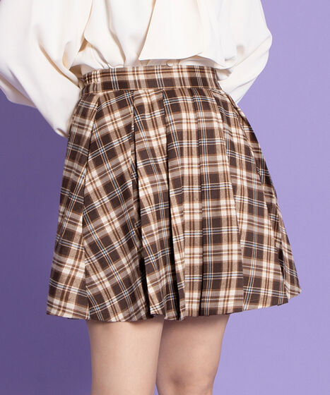 ボックスプリーツチェックミニスカート[商品：PN25AWR-026] - PUNYUS