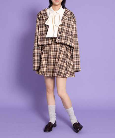 ボックスプリーツチェックミニスカート[商品：PN25AWR-026] - PUNYUS