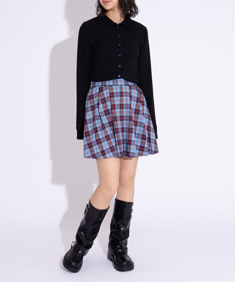 ボックスプリーツチェックミニスカート[商品：PN25AWR-026] - PUNYUS