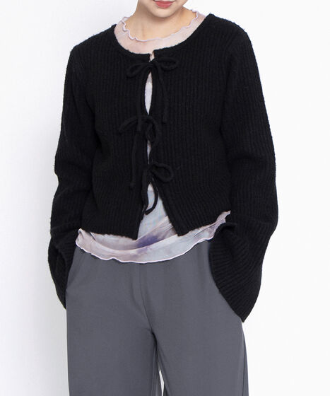 MIUMIU リボン　カーディガン　クリスタルボタン 黒　ブラック MIUMIU リボン カーディガン クリスタルボタン 黒 ブラック C99205361