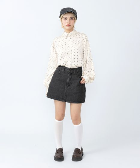 リボン付きドットブラウス[商品：PN25AWR-045] - PUNYUS Online Store