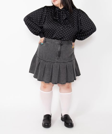 リボン付きドットブラウス[商品：PN25AWR-045] - PUNYUS Online Store