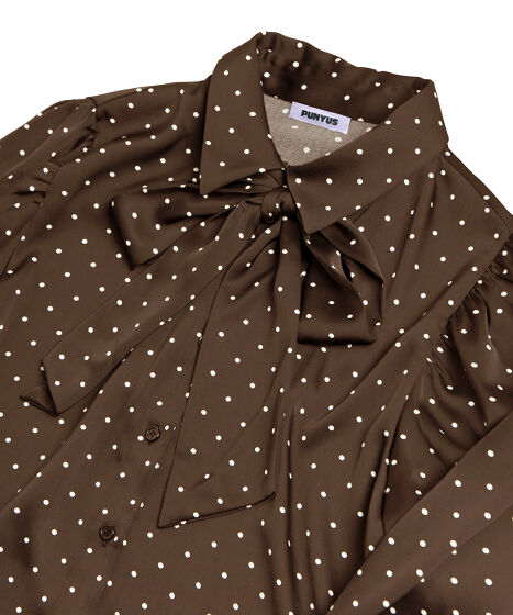 リボン付きドットブラウス[商品：PN25AWR-045] - PUNYUS Online Store