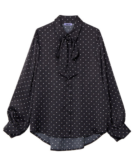 リボン付きドットブラウス[商品：PN25AWR-045] - PUNYUS Online Store