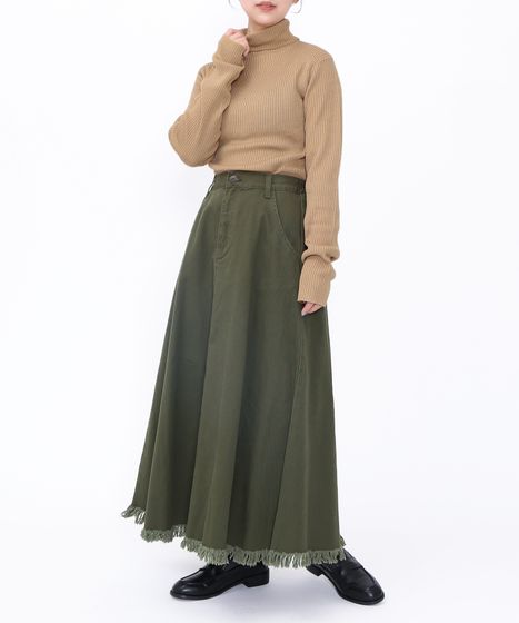 R*様 リブ編み長袖セーター オリーブグリーン リブタートルネックニット[商品：PN25AWR-046] - PUNYUS Online Store