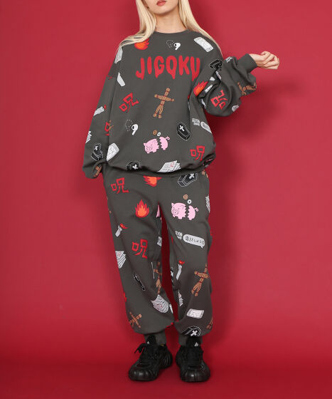 天国と地獄総柄スウェットパンツ[商品：PN25SS-001-2] - PUNYUS