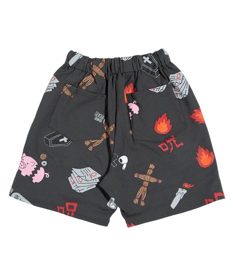 新サイズ】天国と地獄総柄スウェットショートパンツ[商品：PN25SS-001
