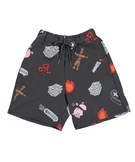 新サイズ】天国と地獄総柄スウェットショートパンツ[商品：PN25SS-001