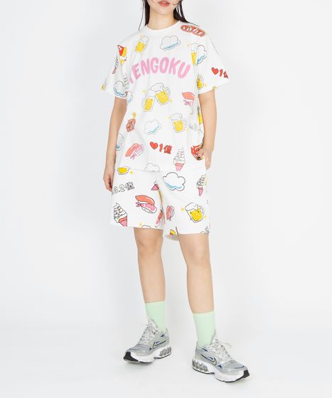 新サイズ】天国と地獄総柄スウェットショートパンツ[商品：PN25SS-001