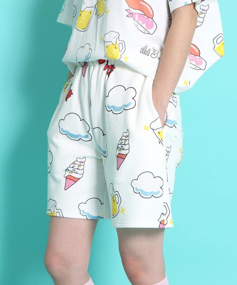 天国と地獄総柄スウェットショーパン[商品：PN25SS-001-3] - PUNYUS