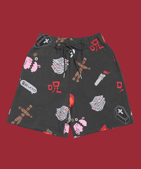天国と地獄総柄スウェットショーパン[商品：PN25SS-001-3] - PUNYUS