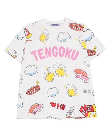 新サイズ】天国と地獄総柄Tシャツ[商品：PN25SS-001-4-15] - PUNYUS