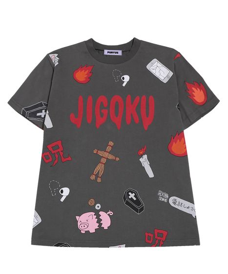新サイズ】天国と地獄総柄Tシャツ[商品：PN25SS-001-4-15] - PUNYUS