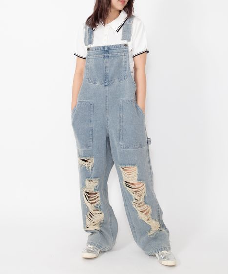 ダメージデニムオーバーオール[商品：PN25SS-013] - PUNYUS Online