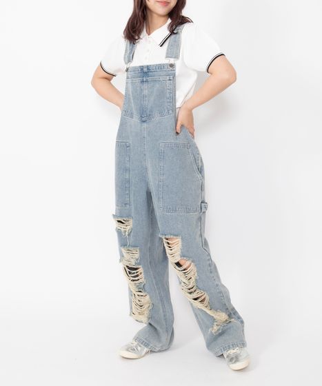 ダメージデニムオーバーオール[商品：PN25SS-013] - PUNYUS Online