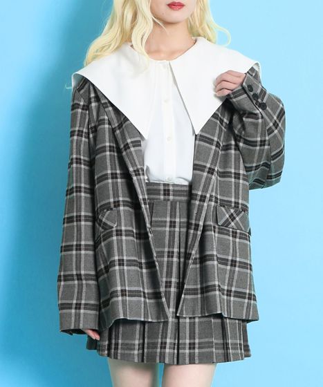 チェックオーバーテーラードジャケット[商品：PN25SS-018] - PUNYUS