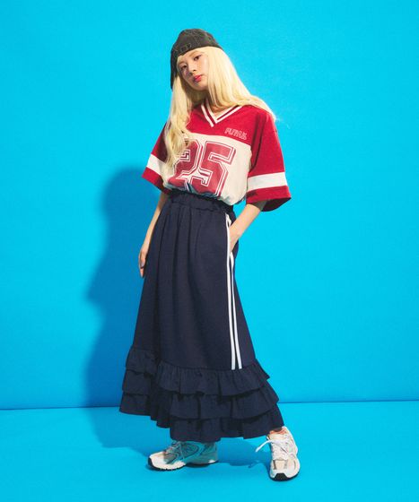 フリルティアードジャージロングスカート[商品：PN25SS-024] - PUNYUS