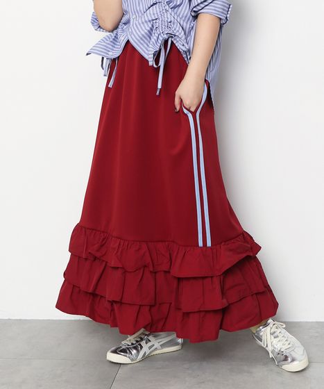 フリルティアードジャージロングスカート[商品：PN25SS-024] - PUNYUS