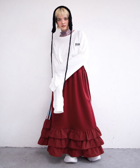 フリルティアードジャージロングスカート[商品：PN25SS-024] - PUNYUS