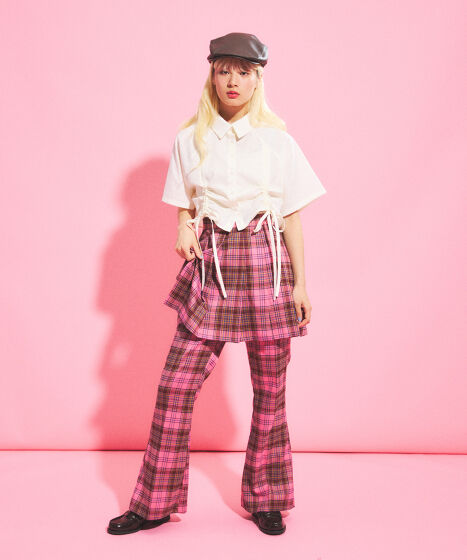センタープレスチェックフレアパンツ[商品：PN25SS-028