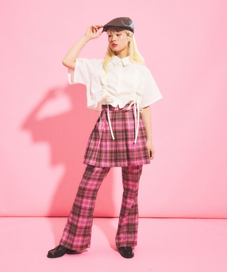センタープレスチェックフレアパンツ[商品：PN25SS-028