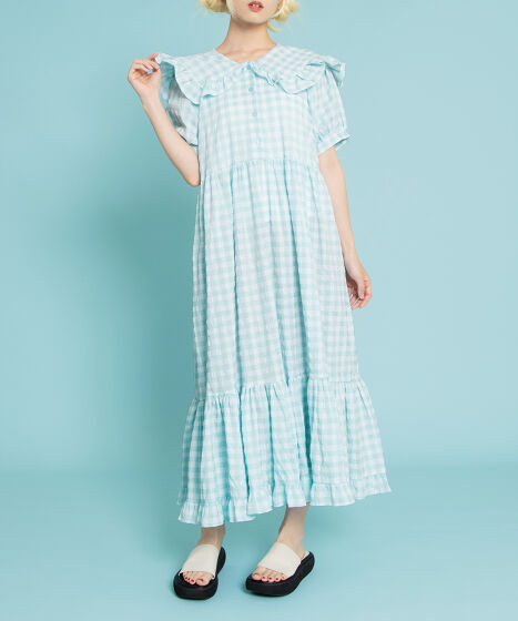 ギンガムチェックフリルワンピース[商品：PN25SS-030] - PUNYUS