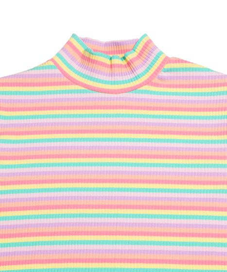 マルチボーダーハイネックリブTシャツ[商品：PN25SS-032] - PUNYUS