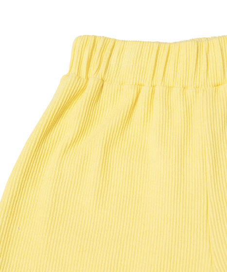 リブ編み　イエローフリルパンツ リブ編み イエローフリルパンツ