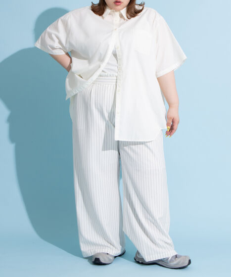 pi( ¨̮ )  M 白 半袖カラーシャツ[商品：PN25SS-036] - PUNYUS Online Store