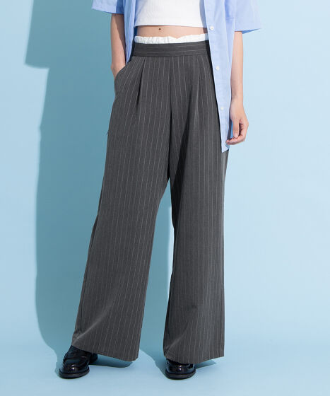 ダブルウエストストライプパンツ[商品：PN25SS-043] - PUNYUS Online