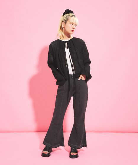 カットオフデニムフレアパンツ[商品：PN25SS-045] - PUNYUS Online