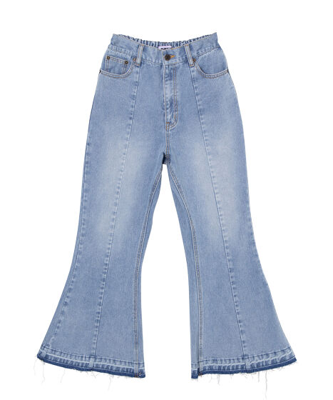 フレア デニム カットオフ 韓国 ジーンズ カジュアル nr7814 カットオフデニムフレアパンツ[商品：PN25SS-045] - PUNYUS