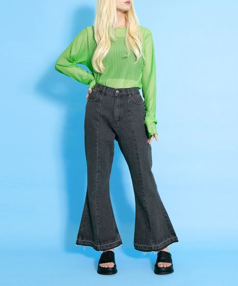 カットオフデニムフレアパンツ[商品：PN25SS-045] - PUNYUS Online