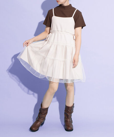 チュールレイヤードキャミワンピース[商品：PN25SS-046