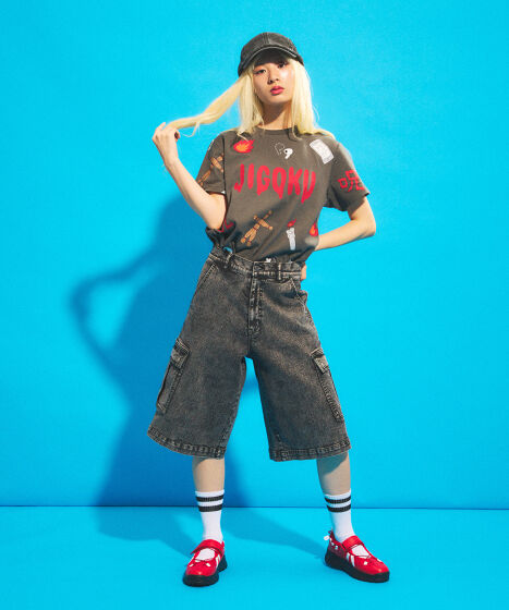 デニムカーゴハーフパンツ[商品：PN25SS-048] - PUNYUS Online