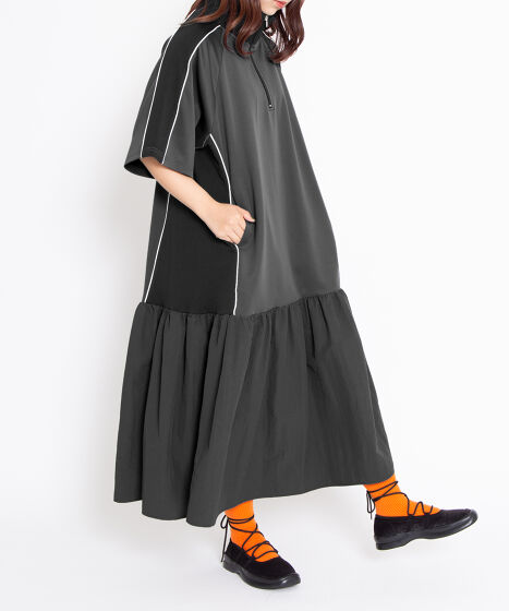 ぎゅな☺︎︎︎︎（左側:アップver.のみ）計21点 配色切り替えジャージワンピース[商品：PN25SS-049] - PUNYUS