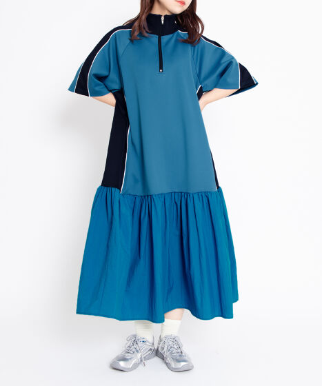 配色切り替えジャージワンピース[商品：PN25SS-049] - PUNYUS