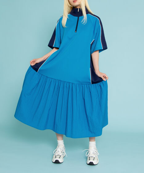 ぎゅな☺︎︎︎︎（左側:アップver.のみ）計21点 配色切り替えジャージワンピース[商品：PN25SS-049] - PUNYUS