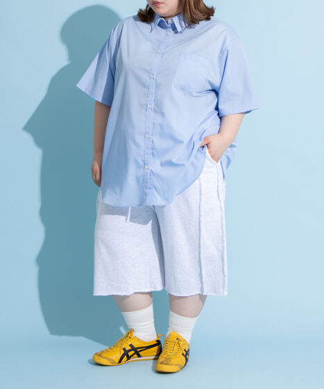pinue カットオフショートパンツ（OLD BLUE） 男女兼用】パイルショートパンツ【セットアップ着用可