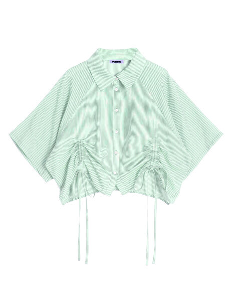 クロップド丈ドロストストライプシャツ[商品：PN25SS-057