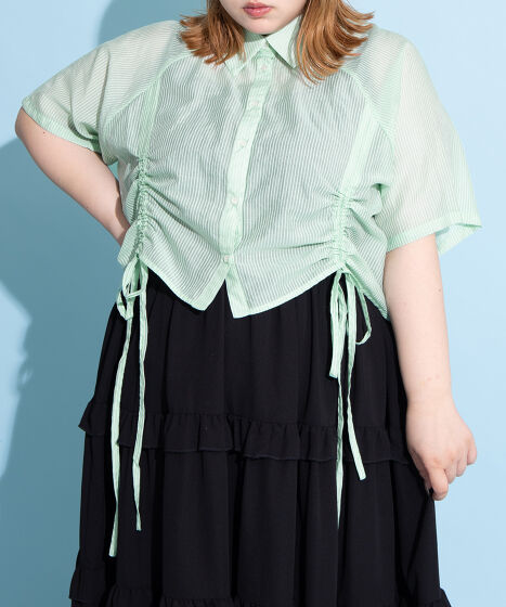 litmus クロップドシャツ セール】クロップドZIPデザインシャツ（シャツ/ブラウス
